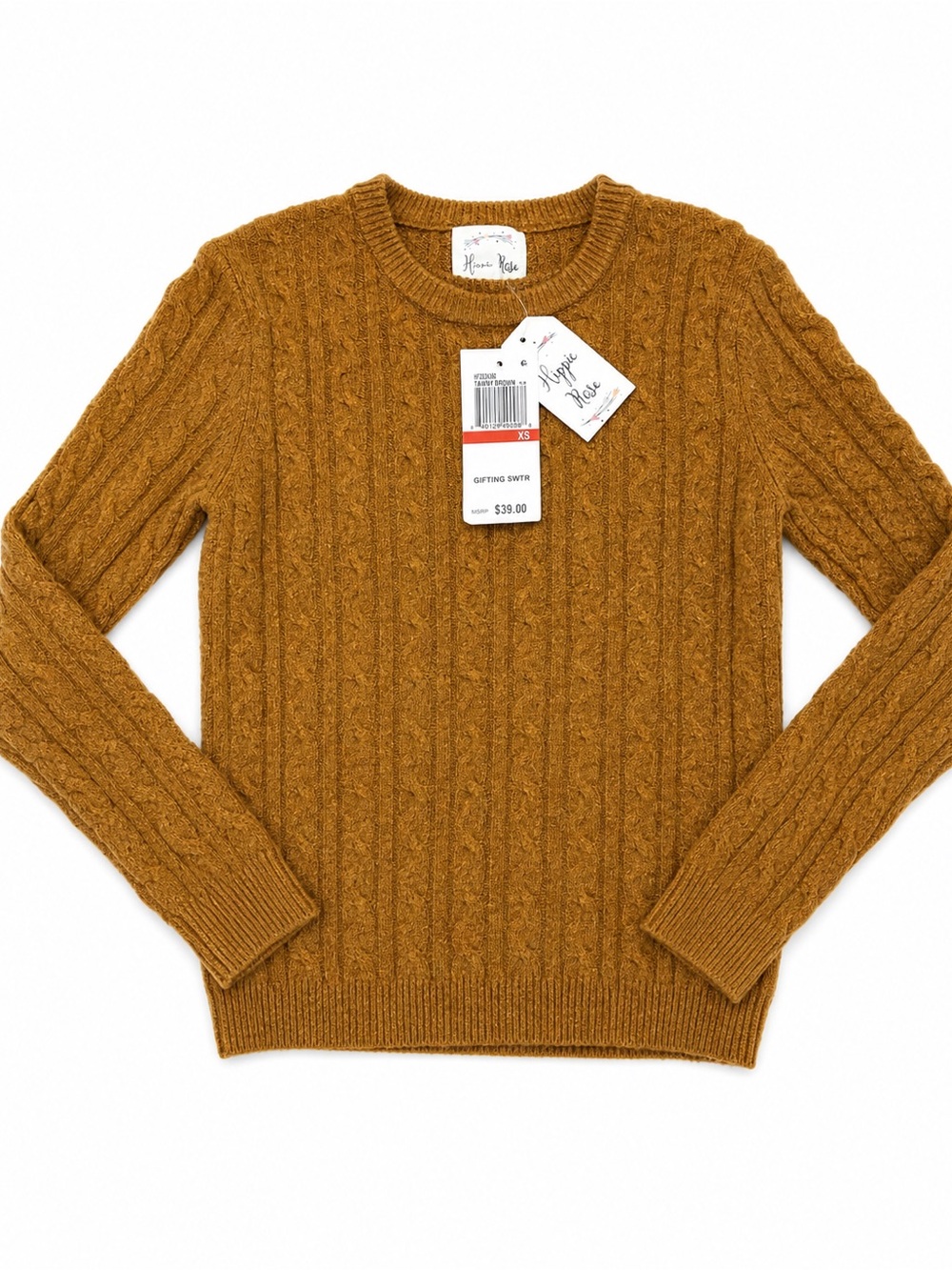 Hippie Rose Tawny Brown Cable Knit Sweater Women’s XS NWT